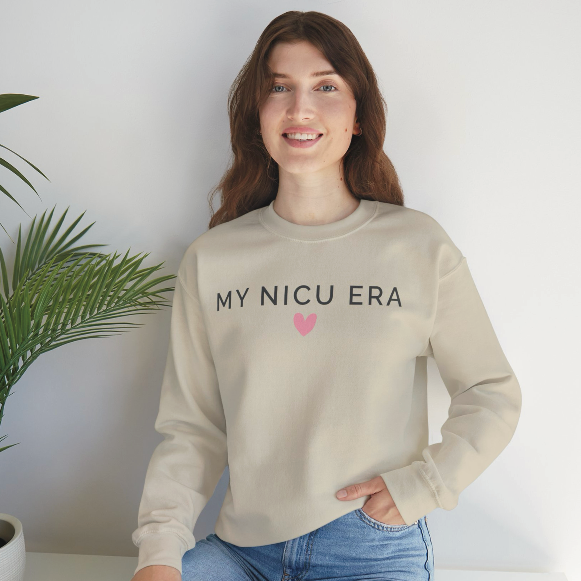Soft Crewneck Sweatshirt NICU Mom Comfort Clothing Hospital Visit Essential Preemie Parent Gift Minimal Design Aesthetic Neutral Color Palette My NICU Era Message Meaningful Support Wear Daily Comfort Essential Emotional Strength Reminder