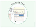 Illustration of a baby in an incubator with 'Our Little One' text above.
