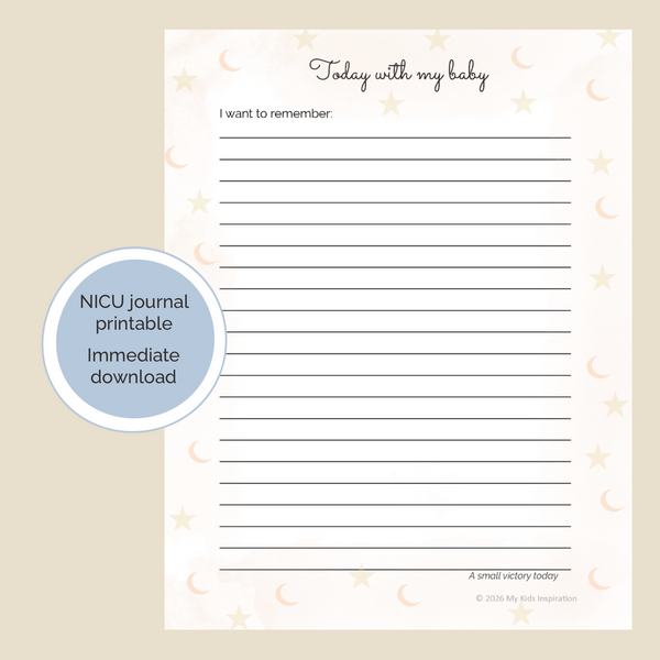 NICU Journal Printable Guided Memory Page For Preemie Baby Parents Hospital Stay Documentation Tool Soft Minimal Design Thoughtful Reflection Prompts Digital Download PDF Instant Access High Resolution Printable Format Emotional Support