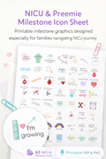NICU Milestone Card Preemie Baby Tracker 63 Illustrated Icons Premature Infant Progress Keeper First Held Moment Feeding Tube Progress Tiny Victories Celebration Intensive Care Journey Memory Keeper Printable Keepsake Collection Perfect