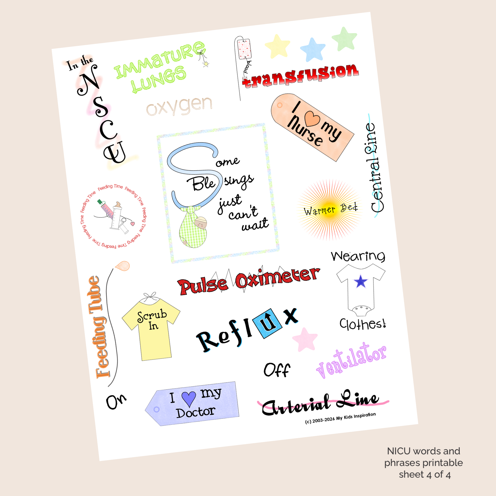 NICU Printable Art Sheets Preemie Memory Book Pages Digital Download Keepsake Collection Scrapbook Designs Journal Printables Premature Baby Milestone Tracker Bedside Comfort Display Hospital Stay Documentation Soft Gentle Artwork Family