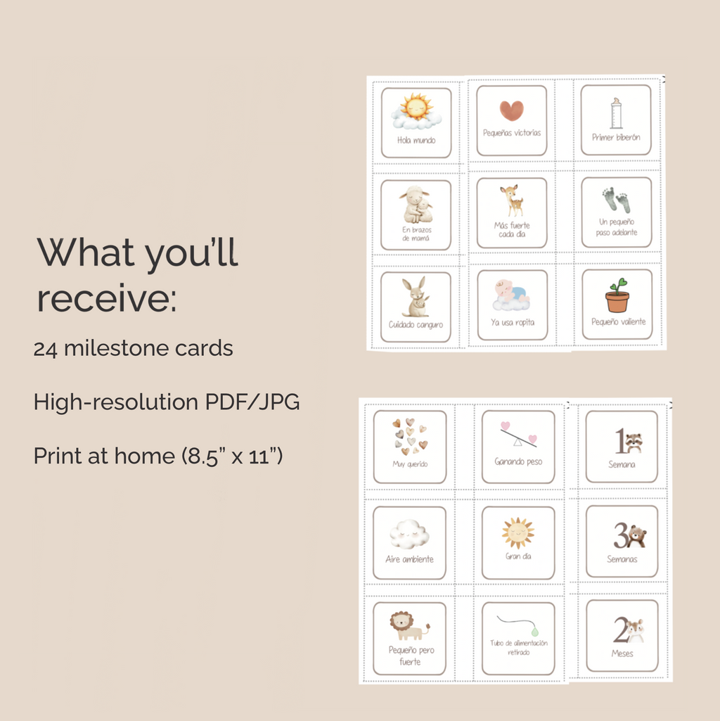 Premature Baby Milestone Cards NICU Journey Memory Set Digital Printable Collection Twenty Four Card Pack Instant Download Format Print At Home Preemie Progress Documentation Hospital Stay Keepsake High Resolution PDF Memory Keeping Tool