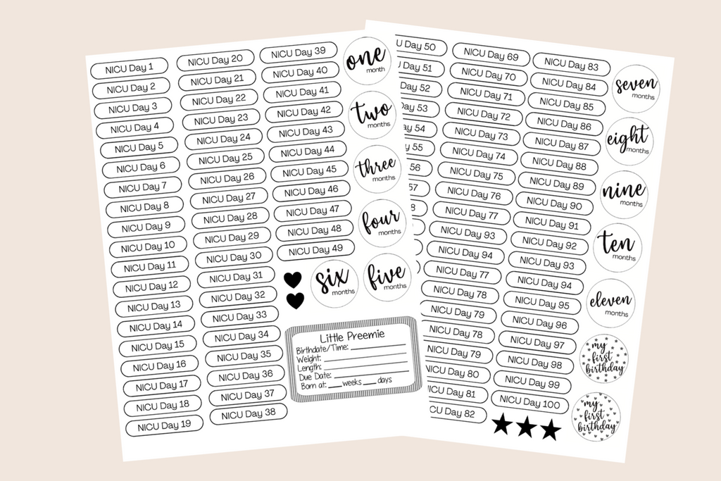 NICU Baby Journal Printable Sticker Sheet Digital Download Preemie Milestone Tracker Hospital Journey Documentation Memory Book Pages Scrapbook Supplies Baby Keepsake Creation Comprehensive Phrase Collection Instant Access Printable Format