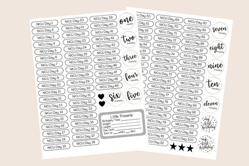 NICU Baby Journal Printable Sticker Sheet Digital Download Preemie Milestone Tracker Hospital Journey Documentation Memory Book Pages Scrapbook Supplies Baby Keepsake Creation Comprehensive Phrase Collection Instant Access Printable Format