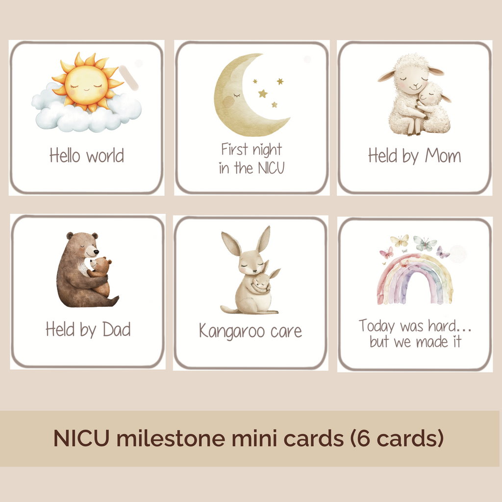 NICU Milestone Card Set Track Special Moments Premature Baby Gift Preemie Memory Cards Mini Photo Props Hospital Documentation Baby Milestone Tracking Isolette Compatible Size NICU Journey Keepsake Preemie Parent Gift Baby Memory Keeping