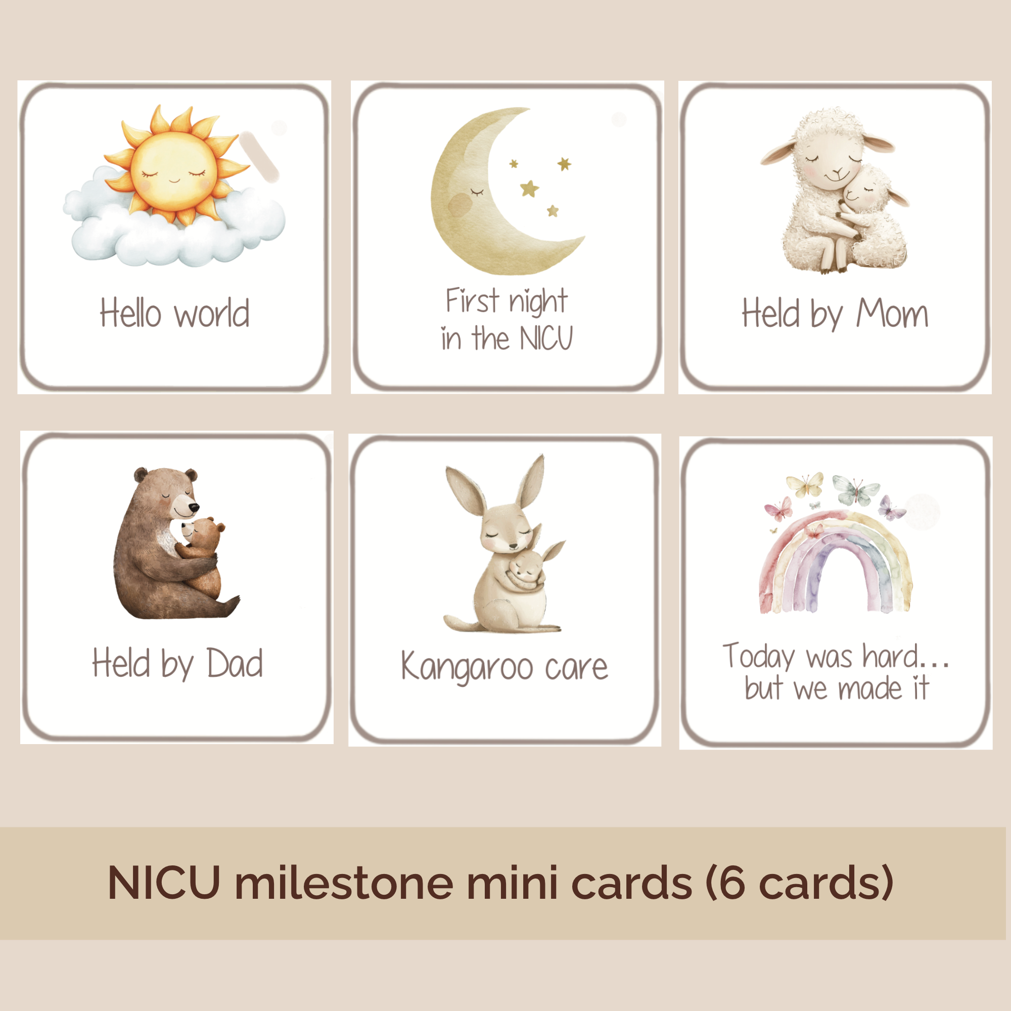 NICU Milestone Card Set Track Special Moments Premature Baby Gift Preemie Memory Cards Mini Photo Props Hospital Documentation Baby Milestone Tracking Isolette Compatible Size NICU Journey Keepsake Preemie Parent Gift Baby Memory Keeping