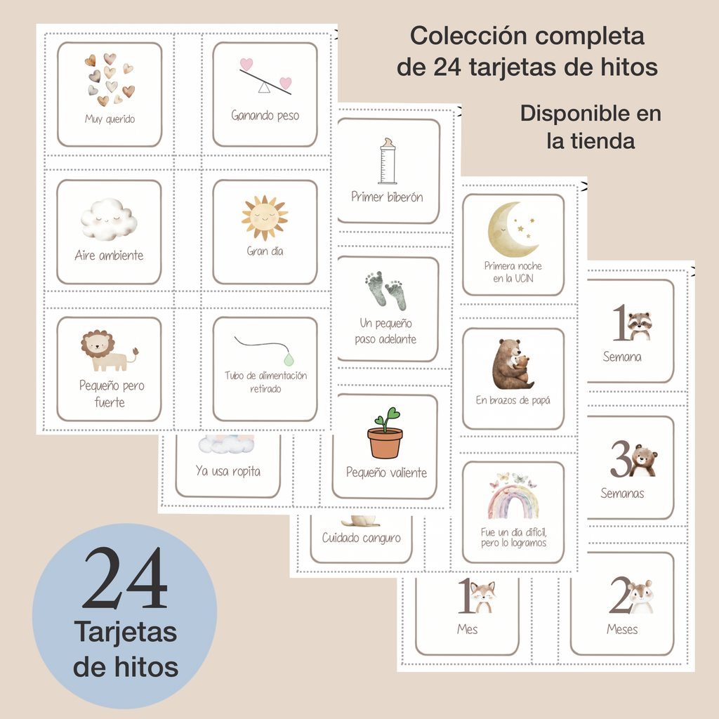 Presentación del set mini de tarjetas NICU listo para imprimir