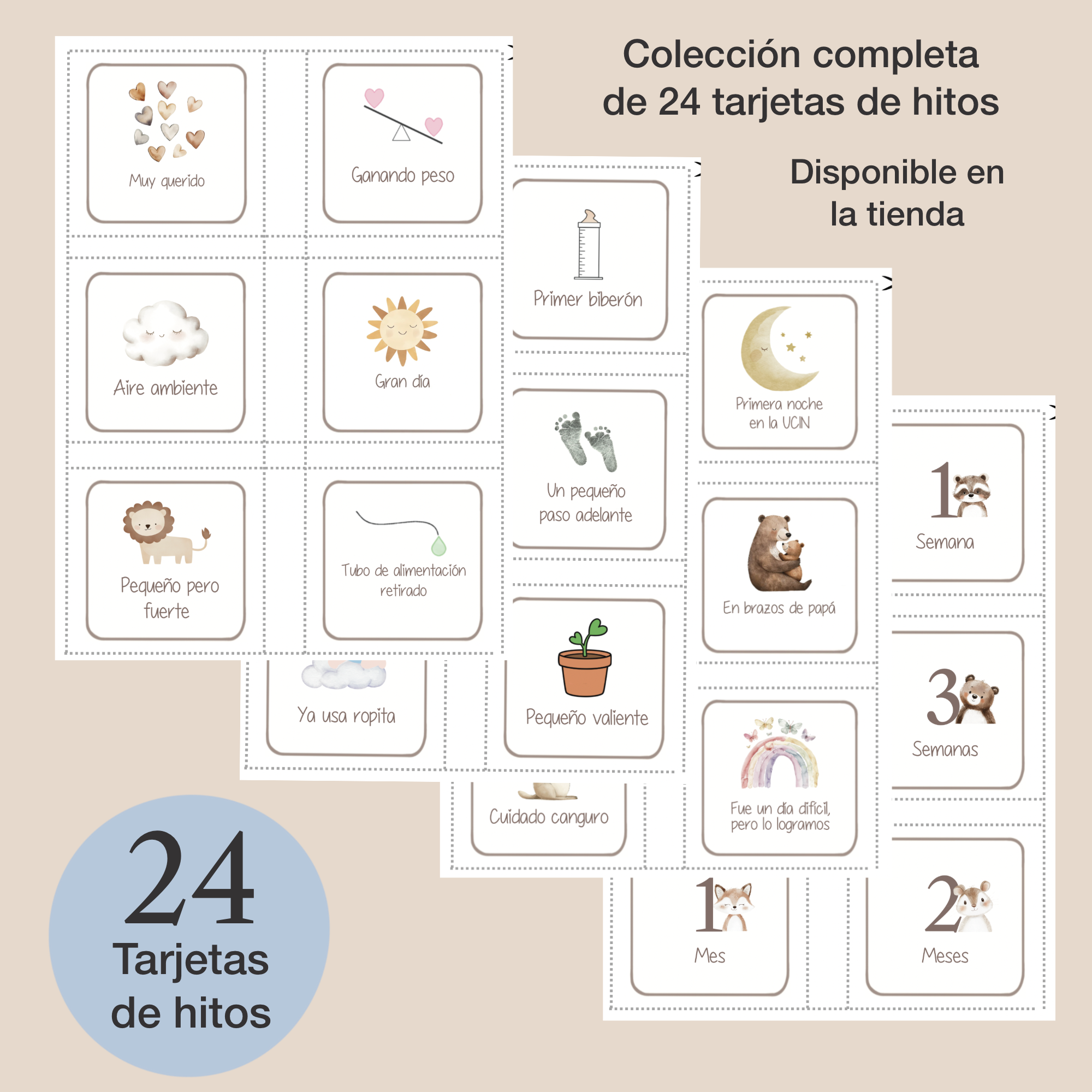 Presentación del set mini de tarjetas NICU listo para imprimir