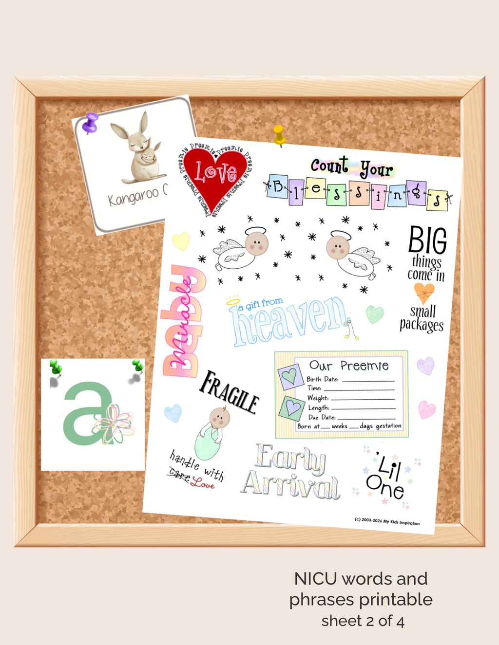 Nicu Scrapbook Printable Preemie Memory Book Pages Keepsake Art Sheet Digital Download Comforting Design Baby Milestone Tracker Hospital Stay Memories Bedside Display Journal Pages Premature Baby Family Support Gentle Artwork Collection